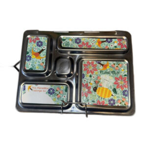 PlanetBox Bento Box Kids Bees Floral Stainless Steel Lunch Tray 5 Compartment